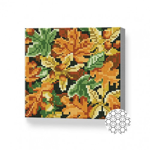 Frunze multicolore, 20x20 cm, mozaic cu diamante