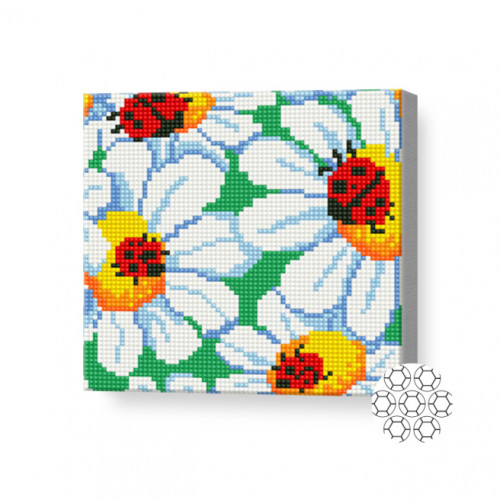 Buburuze pe romanițe, 20х20 cm, mozaic cu diamante