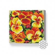 Viole portocalii și galbene, 20x20 cm, mozaic cu diamante