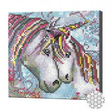 Единороги мама и детеныш, 20x20 см, алмазная мозаика
