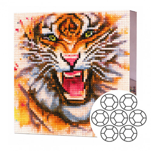Tigru fioros 20×20 cm Mozaică cu diamante