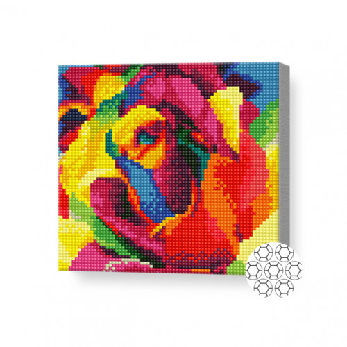 Trandafir curcubeu, 20x20 cm, mozaic cu diamante