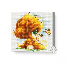 Зеленоглазый щенок, 20x20 см, алмазная мозаика