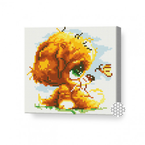 Зеленоглазый щенок, 20x20 см, алмазная мозаика