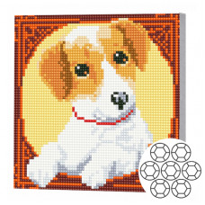 Бело-рыжий щенок 20x20 см Алмазная мозаика