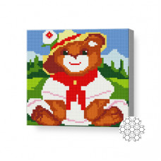 Ursuleț în costum alb, 20х20 cm, mozaic cu diamante