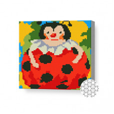 Zână-buburuză, 20x20 cm, mozaic cu diamante