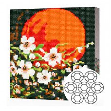 Белые цветы 20x20 см Алмазная мозаика