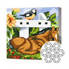 Жеребенок и синичка 20x20 см Алмазная мозаика