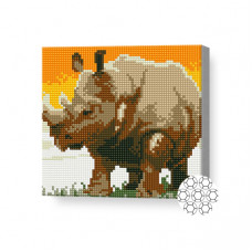 Rinocer, 20x20 cm, mozaic cu diamante