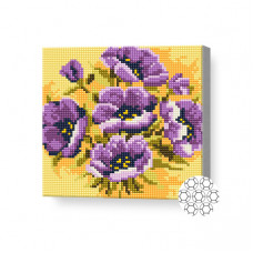 Алмазная мозаика 20x20 см Фиалки