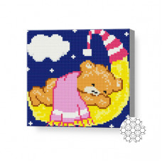 Ursulețul dormind pe lună, 20х20 cm, mozaic cu diamante