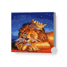 Regele animalelor la odihnă, 20x20 cm, mozaic cu diamante