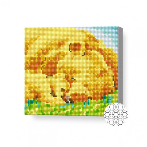 Ursoaică cu ursuleț, 20x20 cm, mozaic cu diamante