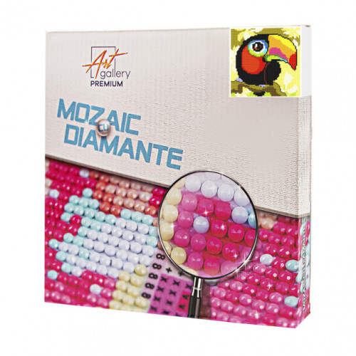 Tucan, 20x20 cm, mozaic cu diamante
