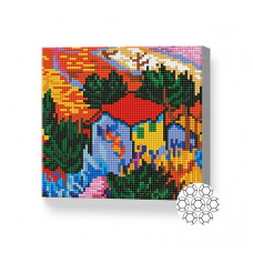 Яркий дом среди полей, 20x20 см, алмазная мозаика