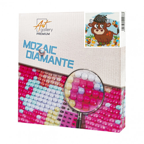 Tăuraș brun, 20х20 cm, mozaic cu diamante