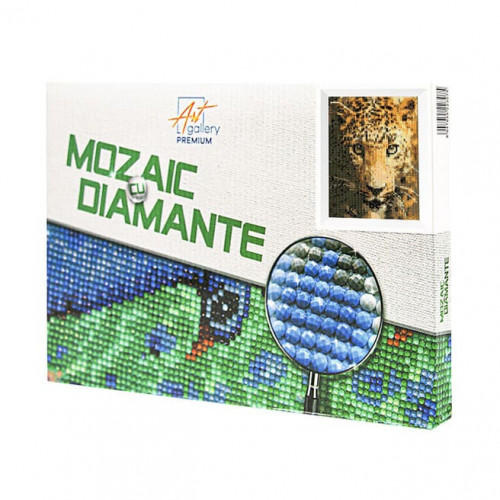 Leopard, 20x30 cm, mozaic cu diamante Leopard, 20x30 cm, mozaic cu diamante