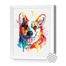 Corgi multicolor, 20x30 cm, mozaic cu diamante