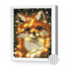 Vulpe printre luminițe, 20x30 cm, mozaic cu diamante