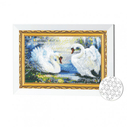 Mozaic cu diamante 20x30 cm Un cuplu de lebede
