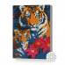 Tigri printre flori tropice, 20x30 cm, mozaic cu diamante