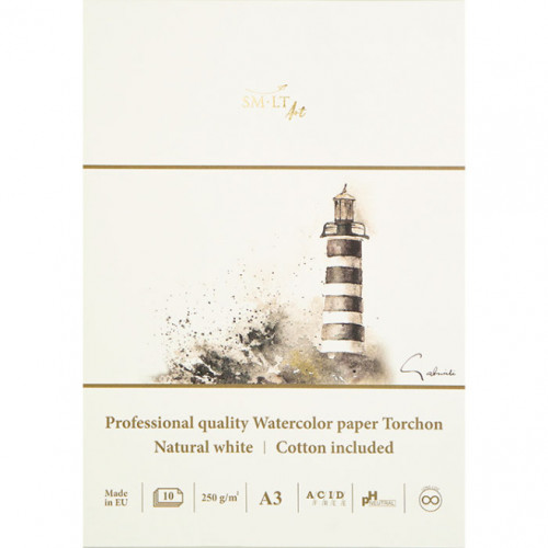 SMLT Bloc pentru acuarelă PRO, A5, 10 file, 250g, Torchon, coperta rigidă