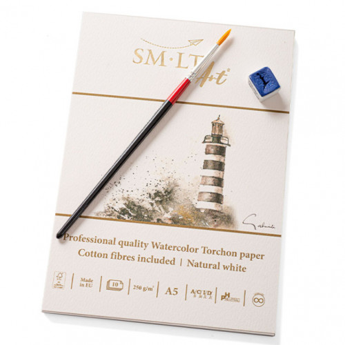 SMLT Bloc pentru acuarelă PRO, A5, 10 file, 250g, Torchon, coperta rigidă