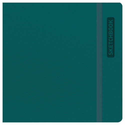 Caiet de schițe pentru acuarelă 40 foi, 145x145 BG "Bright. Teal", piele artificială, cu bandă elastică, 200 g/m2