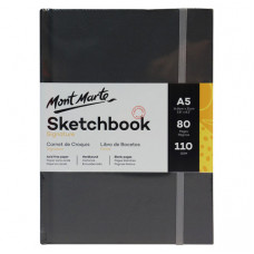 Sketchbook cu elastic A5, 110 gsm, 80 foi, dry media
