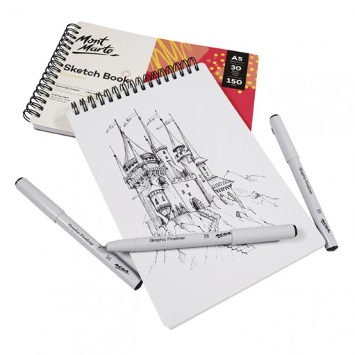 Скетчбук на спирали A5, 150 gsm, 30 листов, dry media Скетчбук на спирали A5, 150 gsm, 30 листов, dry media