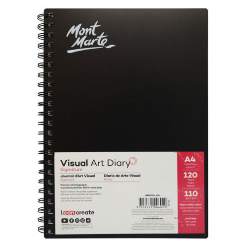 Sketchbook spirală, coperta PP, A4, 110 gsm, 60 foi, dry media, culoare alb cald