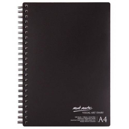 Sketchbook spirală, coperta PP, A4, 110 gsm, 60 foi, dry media, culoare alb cald