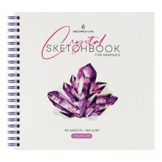 Sketchbook Greenwich Line "Crystal. Amethyst Stone", cu spirală, 40 foi