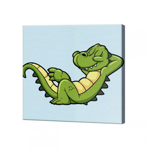 Crocodil fericit, 20x20 cm, pictură pe numere