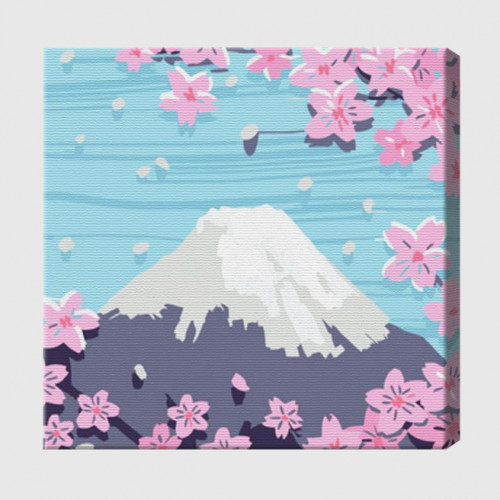 Sakura și muntele 20х20 cm, pictură pe numere