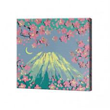 Munte printre flori, 20x20 cm, pictură pe numere Munte printre flori, 20x20 cm, pictură pe numere
