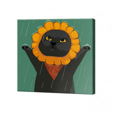 Котик-цветочек, 20x20 см, картина по номерам