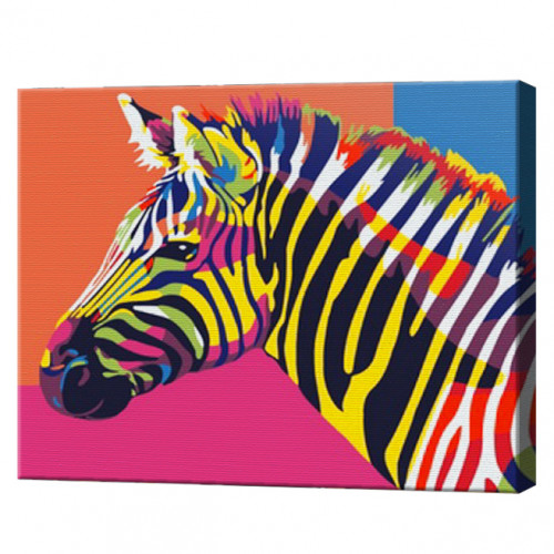Zebra curcubeu 20х30 cm, pictură pe numere