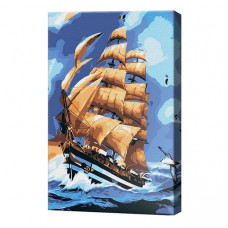 Корабль в море, 20x30 см, картина по номерам