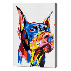 Doberman în acuarelă, 20х30 cm, pictură pe numere