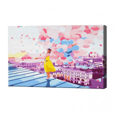 Девушка с шариками на крыше, 20x30 см, картина по номерам