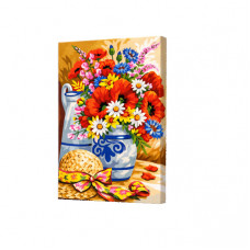 Pictura pe numere 20x30cm Buchet de maci si margarete Art Gallery Premium