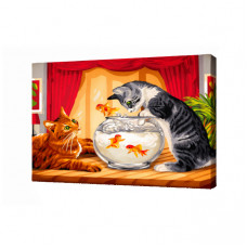 Котята играют с рыбкой 20x30см Картина по номерам Art Gallery Premium