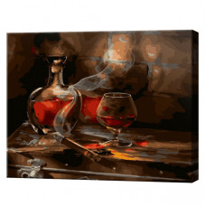 Whisky și un trabuc, 40x50 cm, pictură pe numere