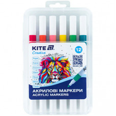 Set markere acrilice KITE Creative, 12 buc.