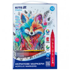 Markere acrilice Kite Creative cu pensulă, set de 12