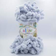 Пряжа Alize Puffy 416 серо-голубой
