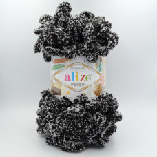 Пряжа Alize Puffy 799 Черно-белый Меланж Пряжа Alize Puffy 799 Черно-белый Меланж