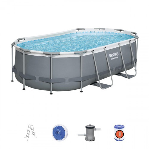 Бассейн Power Steel Oval 427x250x100cm, 7250Л, метал каркас